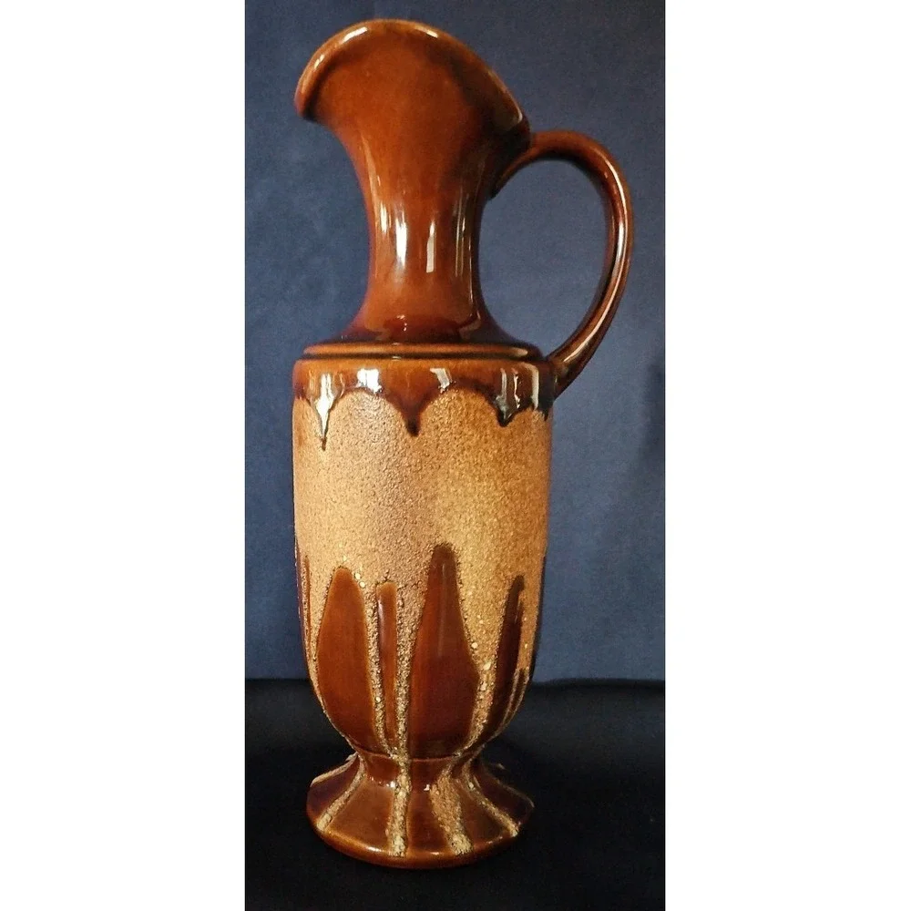 Vintage Royal Haeger Pottery Brown Lava Drip Pitcher 12